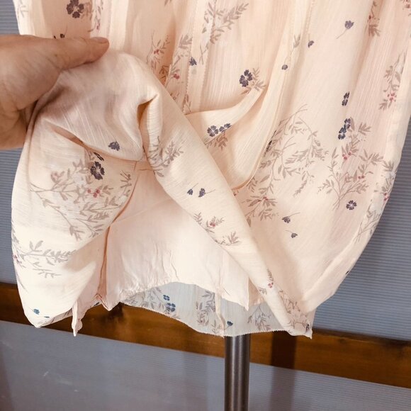 Gentle FAWN Peach Floral Sleeveless Sheer Lined Mini Dress Sz M - Picture 6 of 9